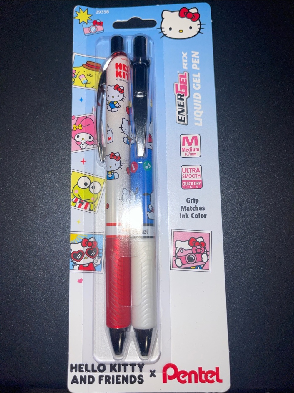 Hello Kitty Liquid Gel Pen Set - Red & Blue